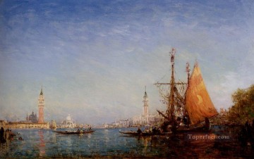 The Grand Conal boat Barbizon Felix Ziem seascape Venice Oil Paintings